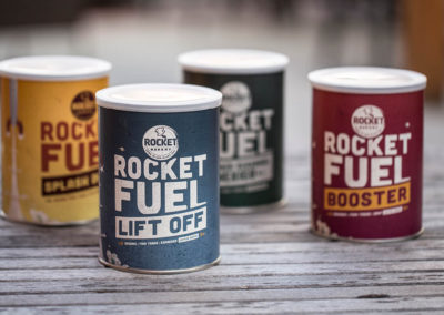 Rocket Bakery Rocket Fuel coffee canisters