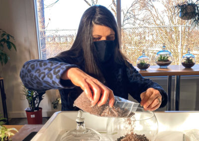 Making a terrarium at Fern Plant Shop February 2022
